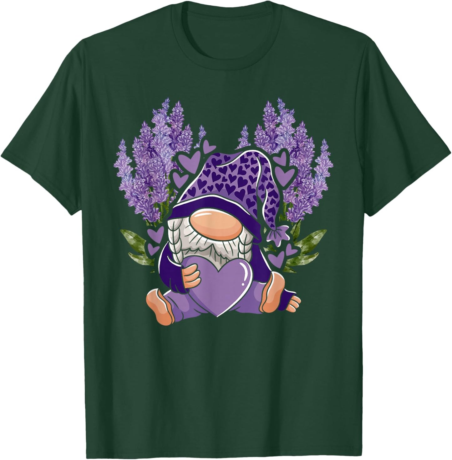 Lavender Gnome Gardening Floral Flower Purple Gnome T-Shirt - T-Shirt | Forest