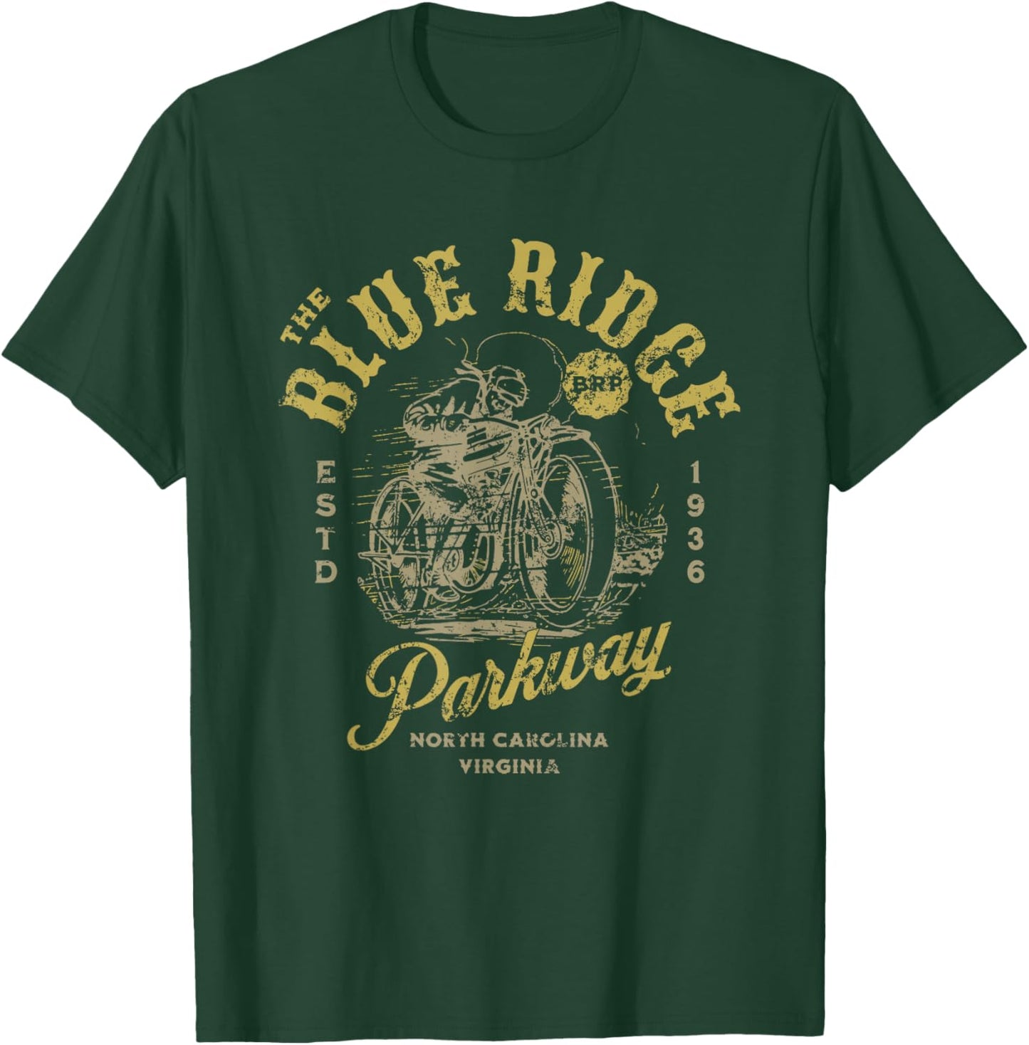 Blue Ridge Parkway Vintage Motorcycle Design T-Shirt - T-Shirt | Forest