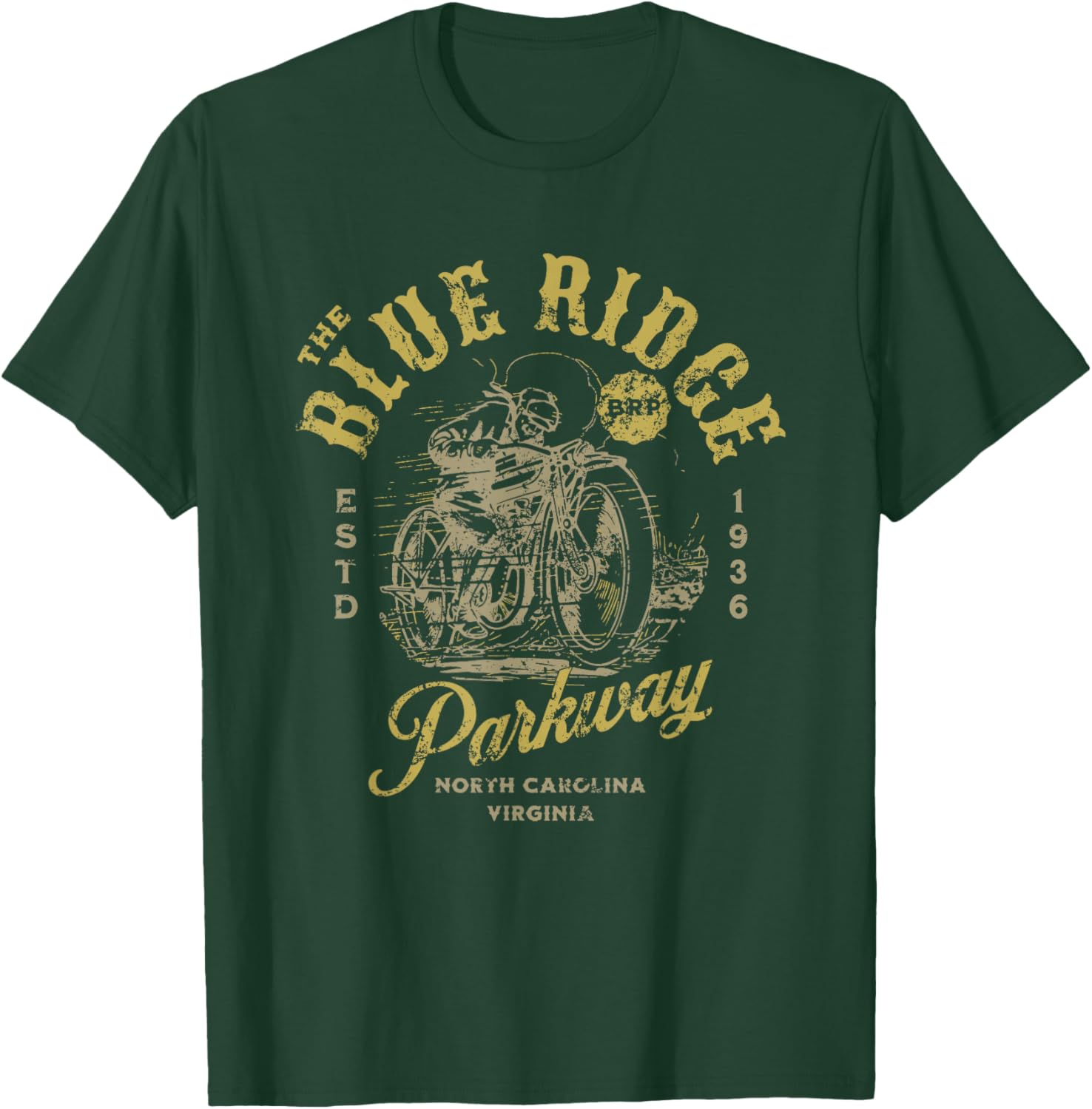 Blue Ridge Parkway Vintage Motorcycle Design T-Shirt - T-Shirt | Forest