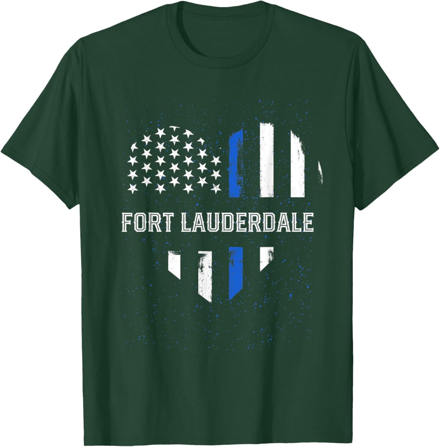 Thin Blue Line Heart Fort Lauderdale Police Officer T-Shirt - T-Shirt | Forest