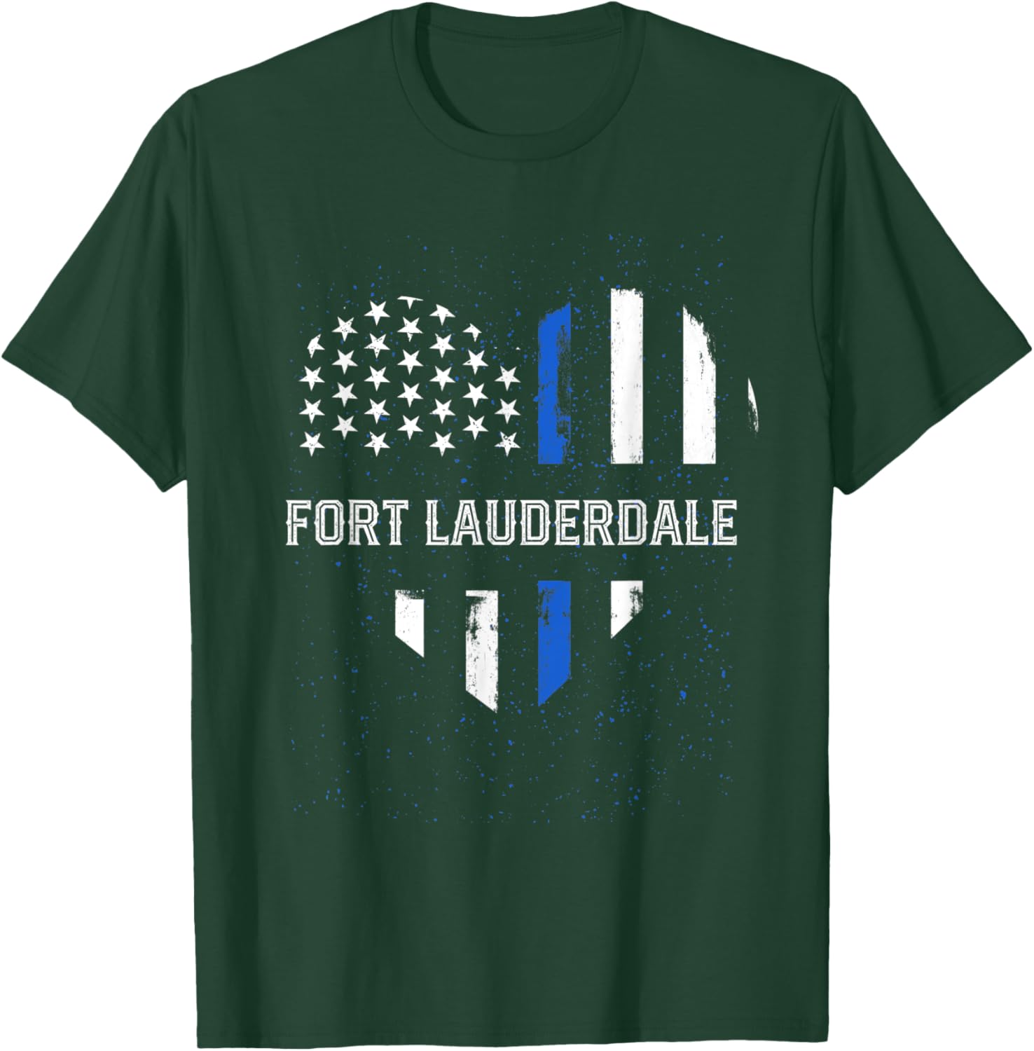 Thin Blue Line Heart Fort Lauderdale Police Officer T-Shirt - T-Shirt | Forest