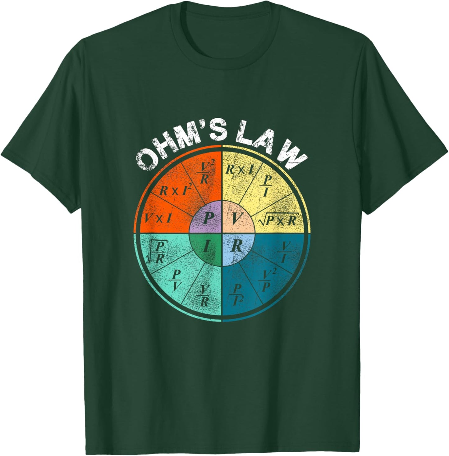 Ohm's Law Current Resistance Power Voltage Pie Chart Design T-Shirt - T-Shirt | Forest