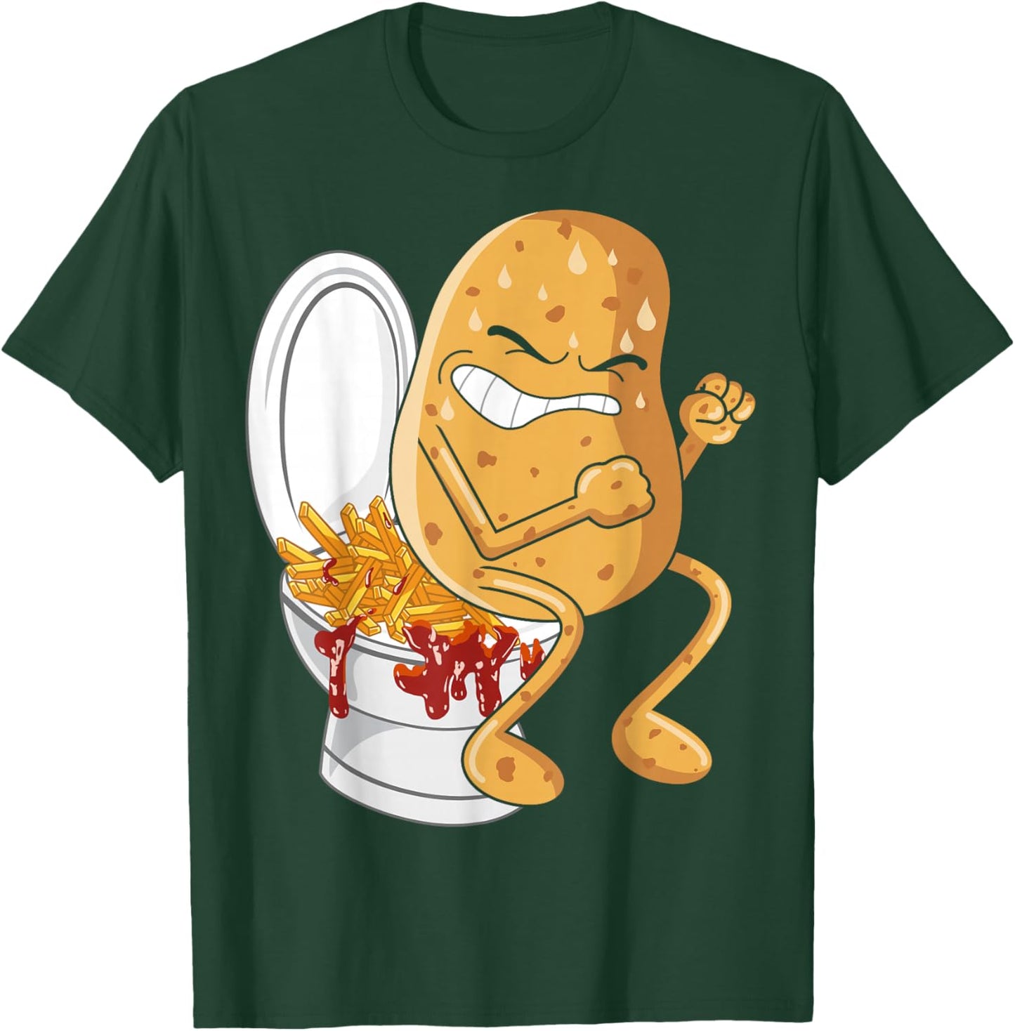 French Fry Lover Finger Chips Comfort Food Funny Potato Pooping French Fries Fried Potatoes Food Lover - , All Ages, Humorous, Casual - Black, Small, Short Sleeve T-Shirt - T-Shirt | Forest