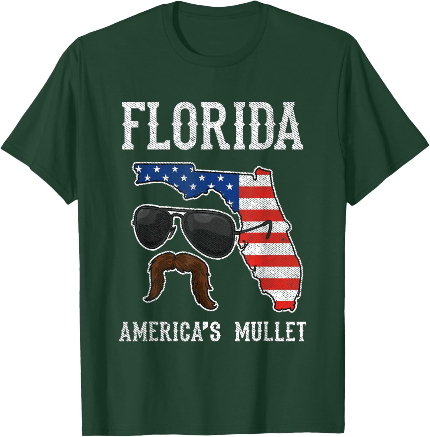 Florida America's Mullet Funny Patriotic American Flag Small T-Shirt - T-Shirt | Forest