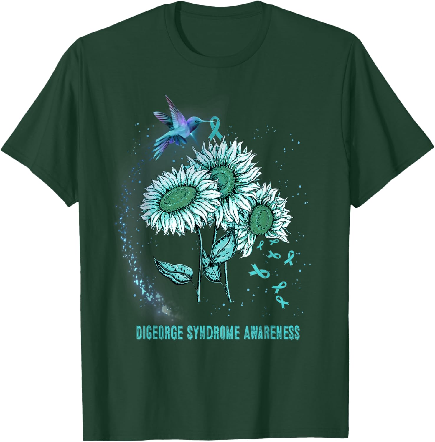 Hummingbird Sunflower DiGeorge Syndrome Awareness T-Shirt - T-Shirt | Forest