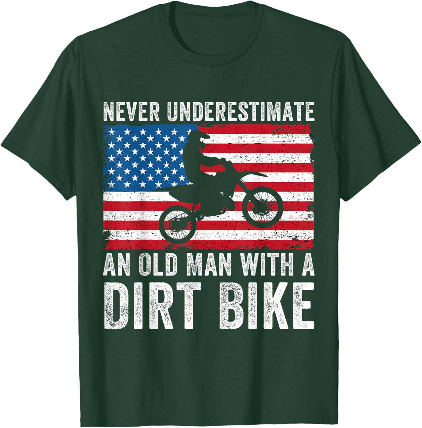 Never Underestimate An Old Man With A Dirt Bike Grandpa Dad T-Shirt - T-Shirt | Forest