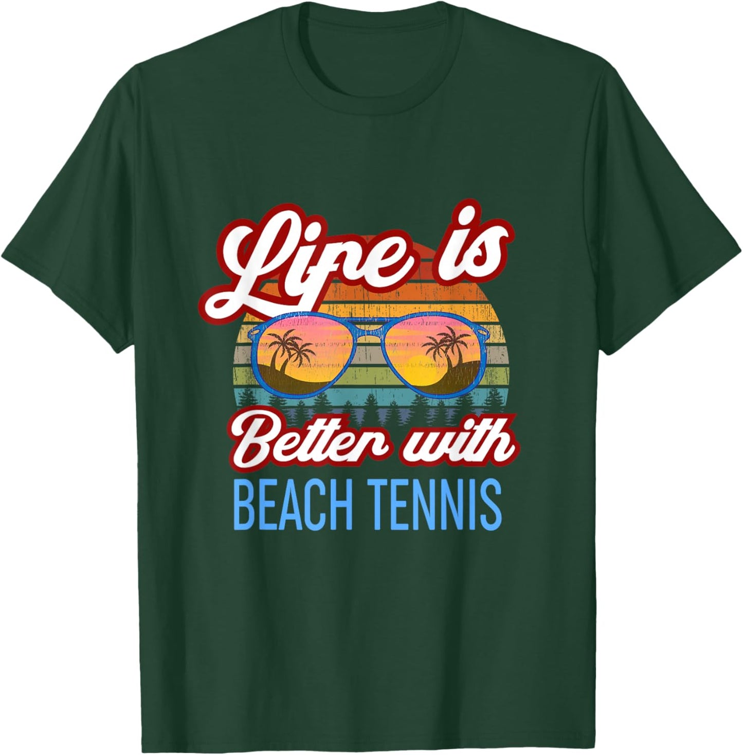 Retro Sunset Slogan / Life is Better With Beach Tennis! Women Kids T-Shirt - T-Shirt | Forest