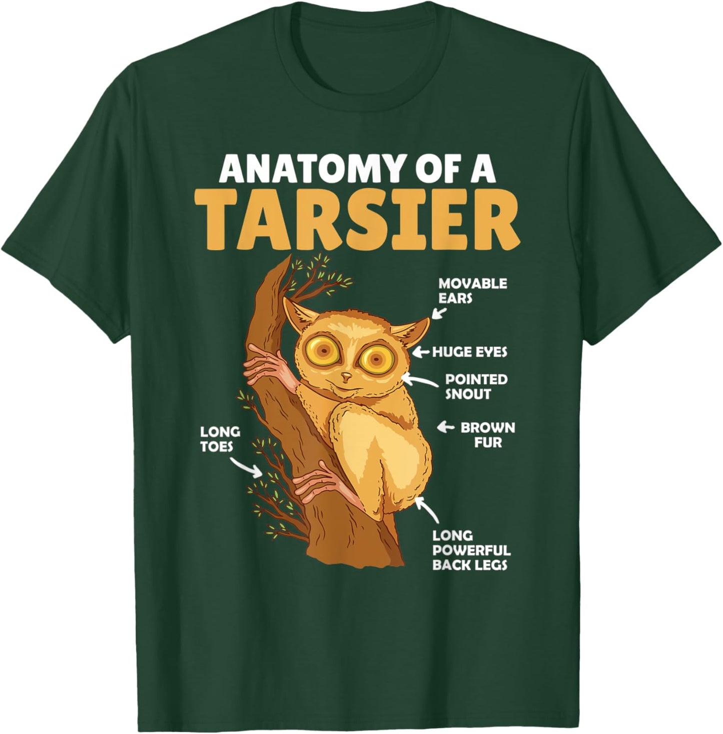 Cute Tarsier Anatomy Of A Tarsier Explanation T-Shirt - T-Shirt | Forest