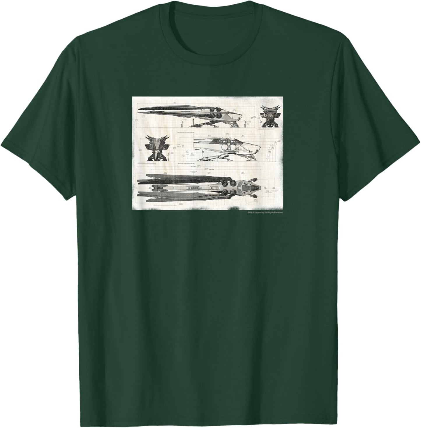 Dune - Royal Ornithopter Blueprint - Cream T-Shirt - T-Shirt | Forest