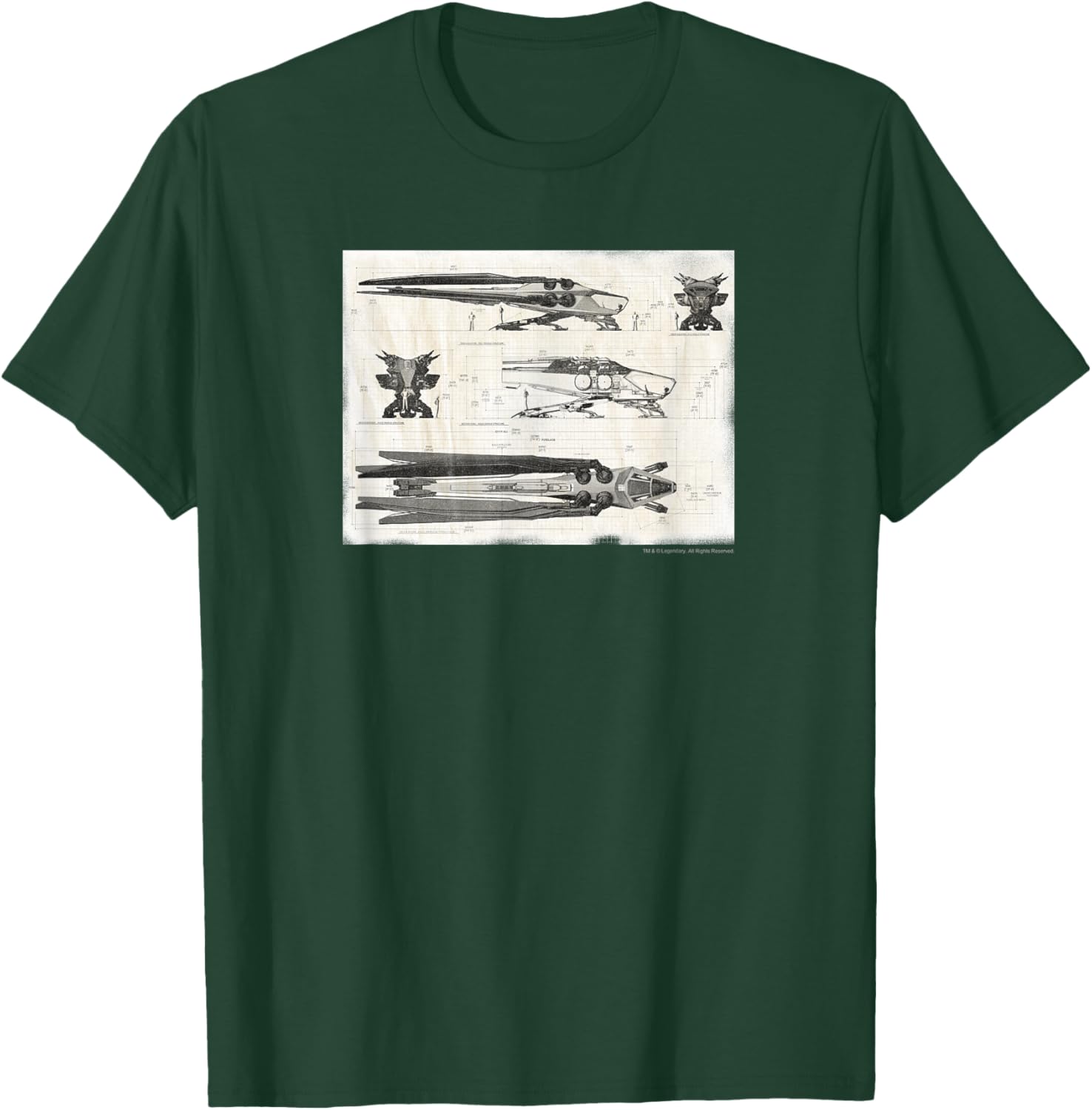 Dune - Royal Ornithopter Blueprint - Cream T-Shirt - T-Shirt | Forest