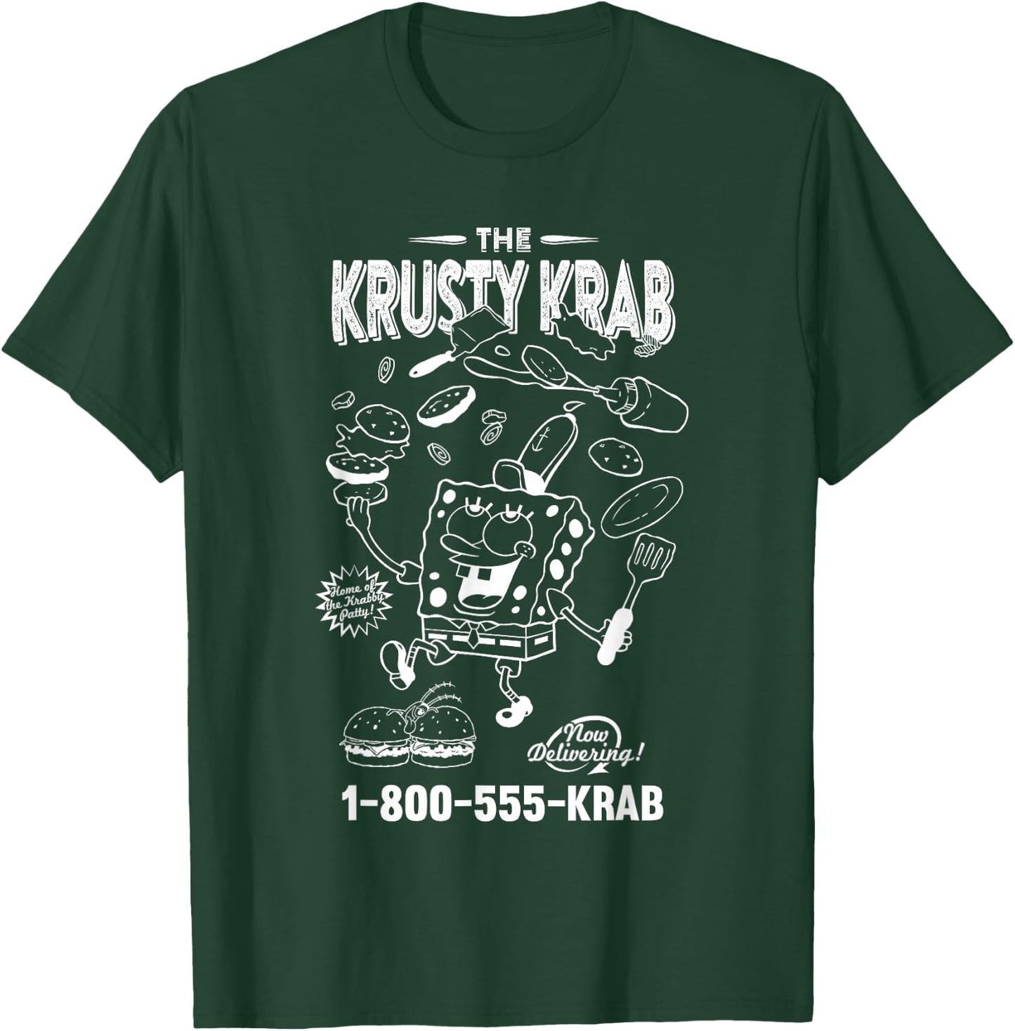SpongeBob SquarePants The Krusty Krab Vintage Ad Outline T-Shirt - T-Shirt | Forest