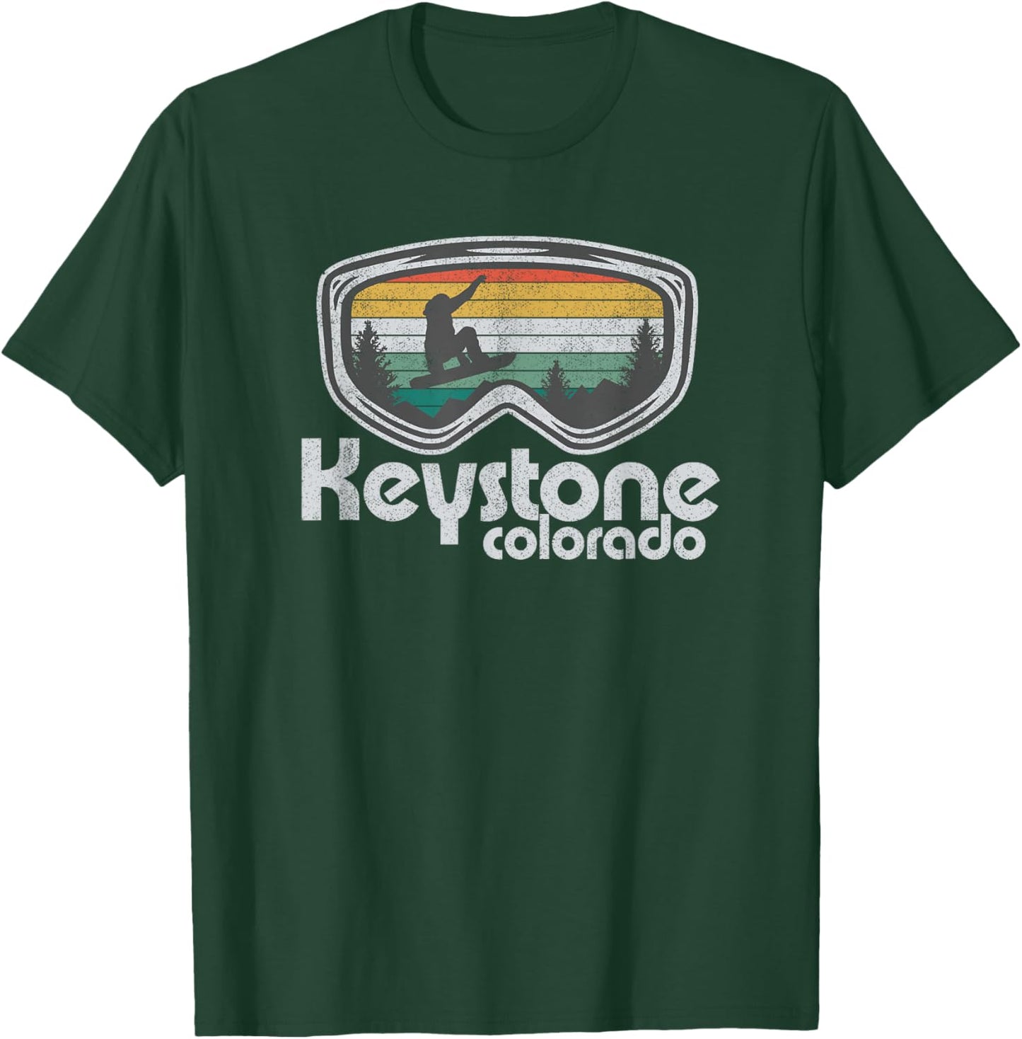 Ski Snowboard Mountain Snow Skiing Shirts & Gifts Keystone Snowboarding Retro Colorado Mountain Snowboard Gift T-Shirt - T-Shirt | Forest