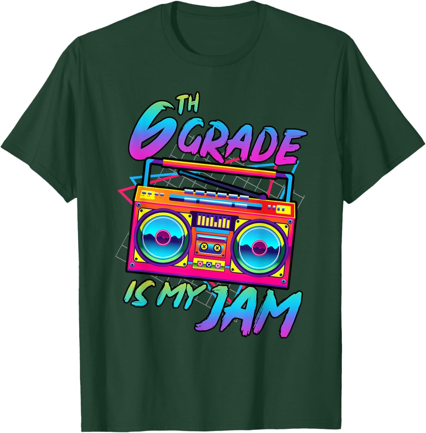 Retro 80s 6th Grade Is My Jam Back To School Teacher Student T-Shirt - T-Shirt | Forest