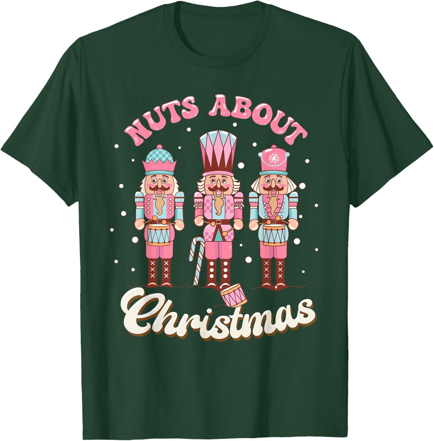 Groovy Retro Nuts About Christmas Holiday Xmas Nutcracker T-Shirt - T-Shirt | Forest