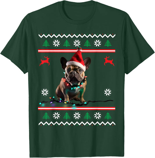 Frenchie Dog Ugly Christmas T-Shirt - T-Shirt | Forest