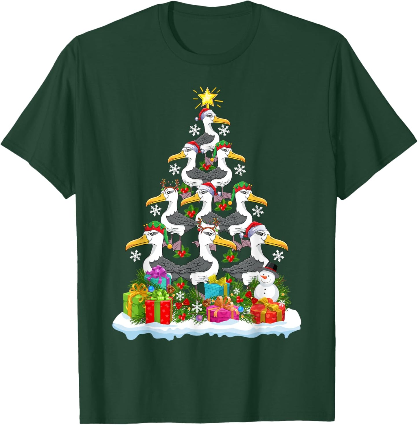 Albatross Bird Xmas Tree Lighting Santa Albatross Christmas T-Shirt - T-Shirt | Forest