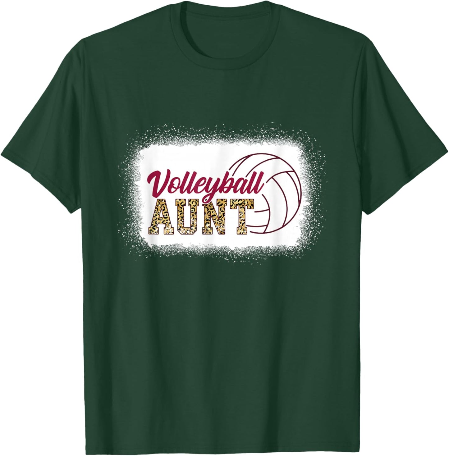 Aunt Life Volleyball Bleached Leopard Auntie T-Shirt - T-Shirt | Forest