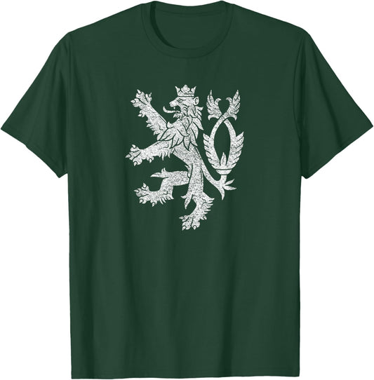 Czech Republic Coat of Arms Double-tailed Lion Flag T-Shirt - T-Shirt | Forest