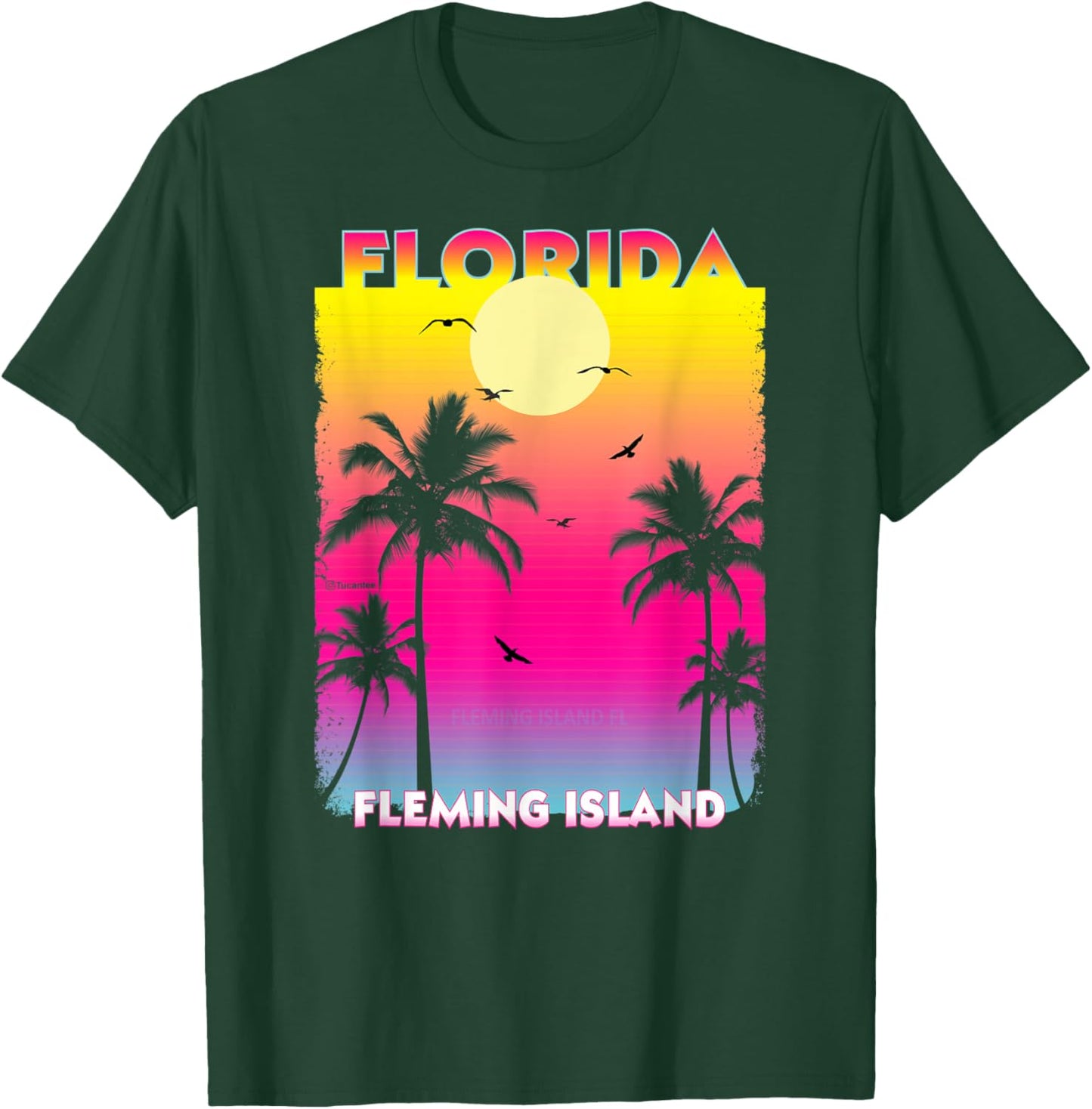 Fleming Island Florida Fl summer vintage Sunset Women Kids T-Shirt - T-Shirt | Forest