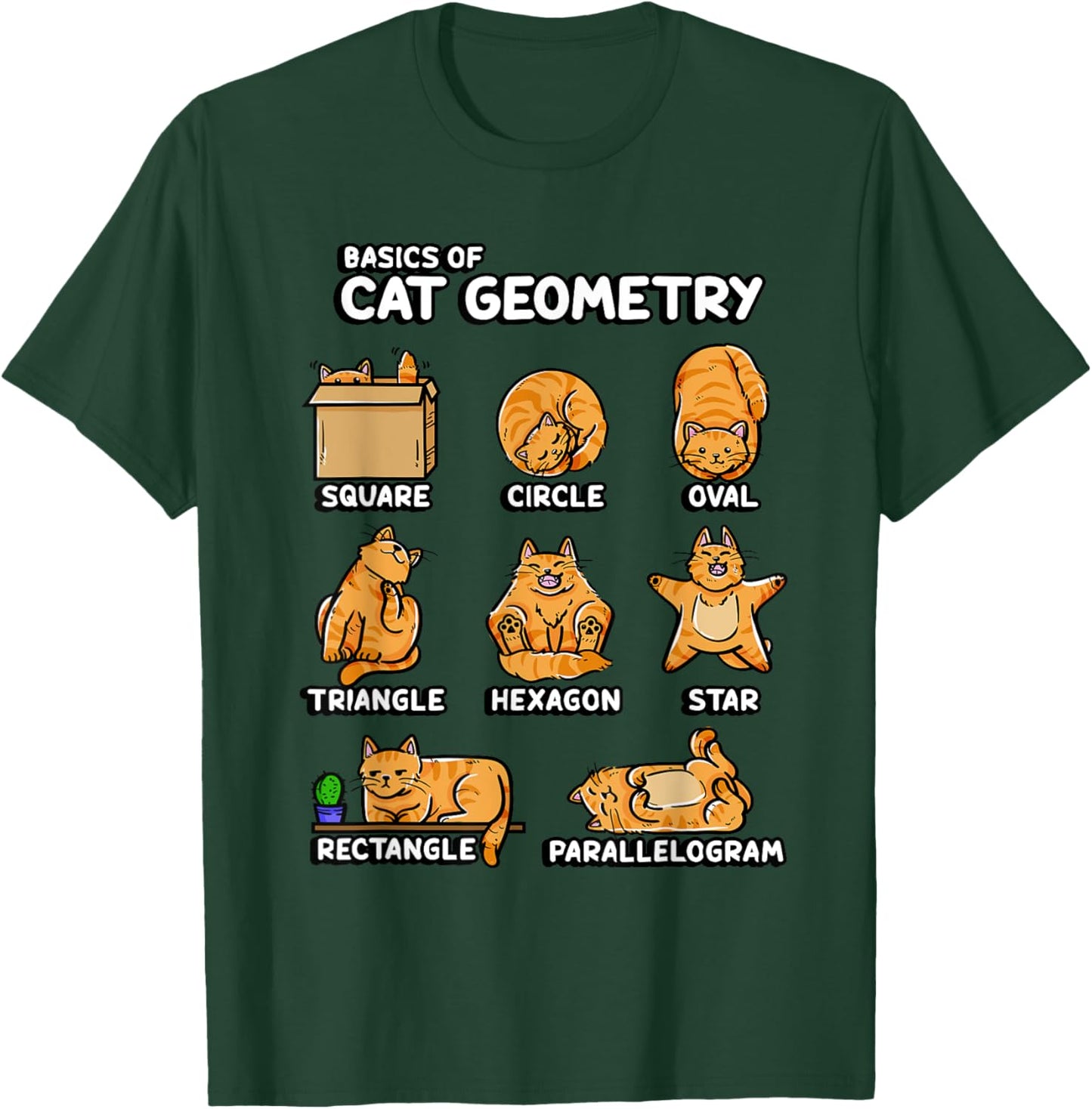 Basic Cat Geometry Cute Cat Cat Lover Cat Owner math school T-Shirt - T-Shirt | Forest