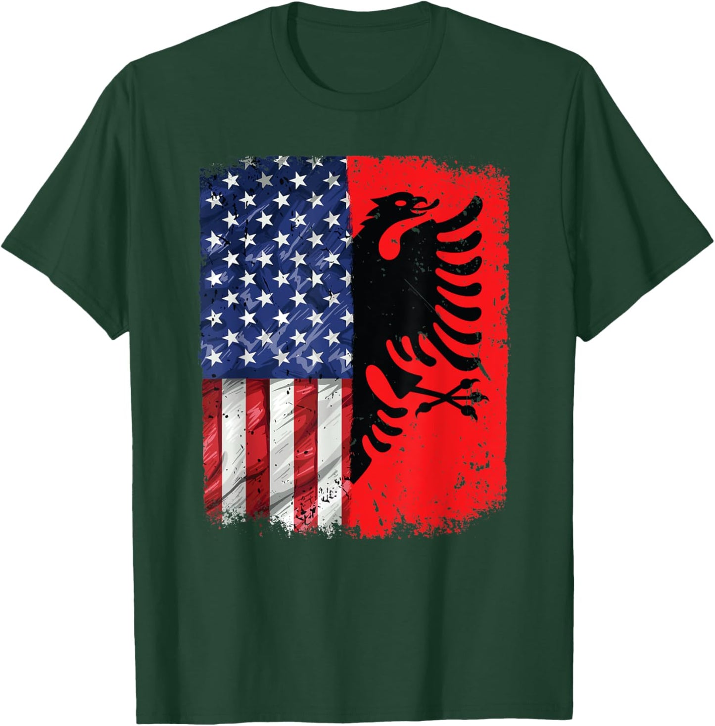 Albania USA Flag Patriotic Albanian American Flag T-Shirt - T-Shirt | Forest