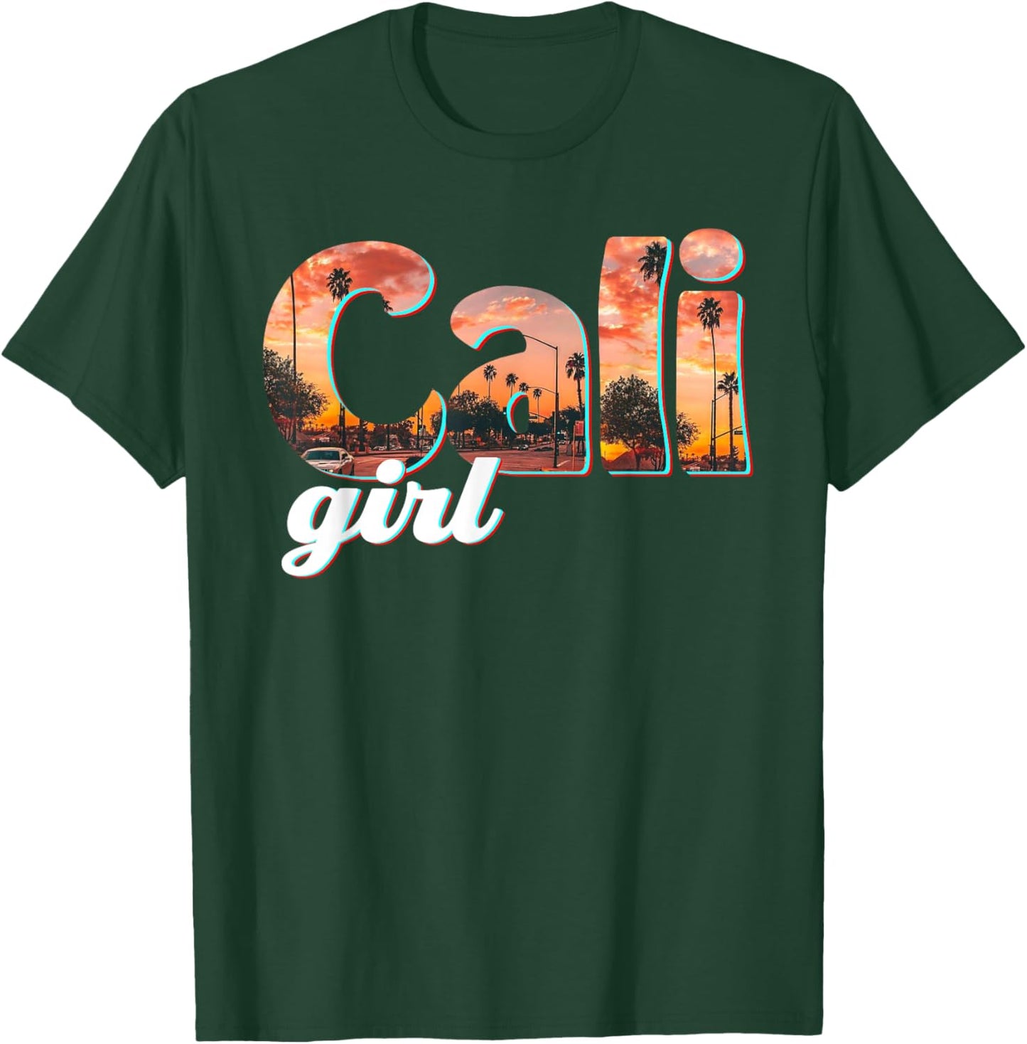 Cali Girl Vintage California Palm Trees Summer Gift T-Shirt - T-Shirt | Forest