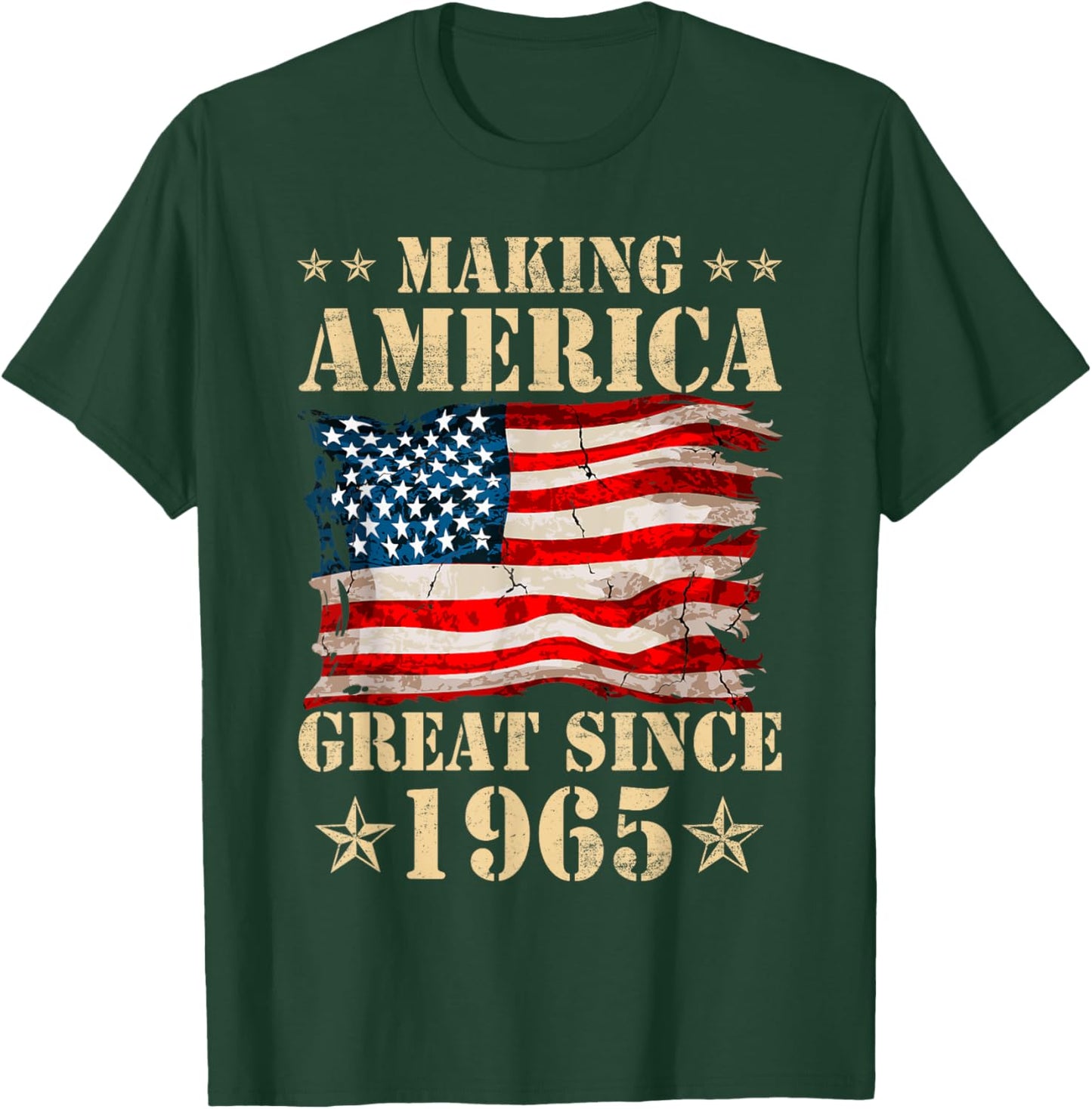 Vintage Making America Flag Great Since 1965 Birthday Party T-Shirt - T-Shirt | Forest