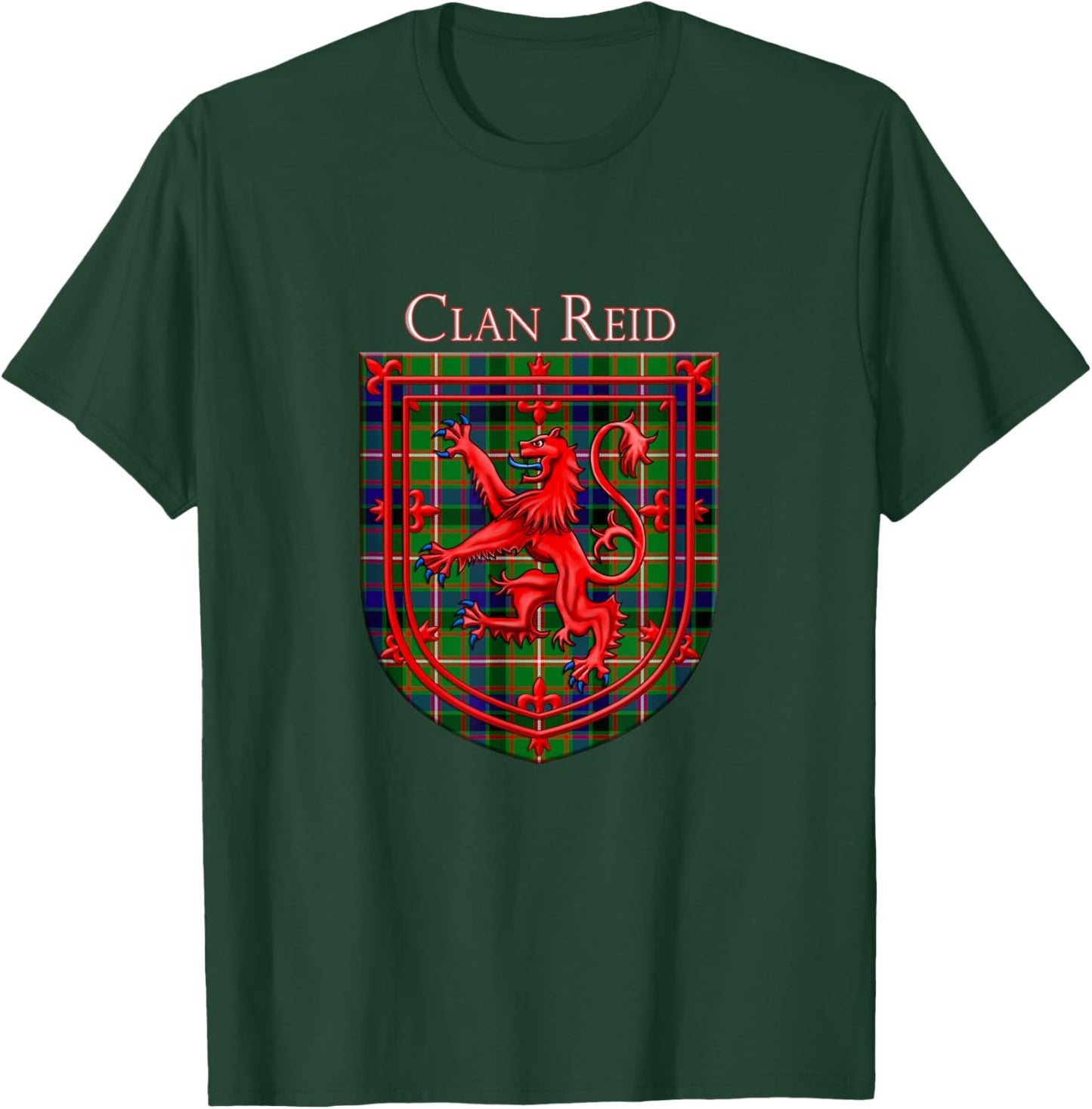 Reid Tartan Scottish Plaid Lion Rampant T-Shirt - T-Shirt | Forest