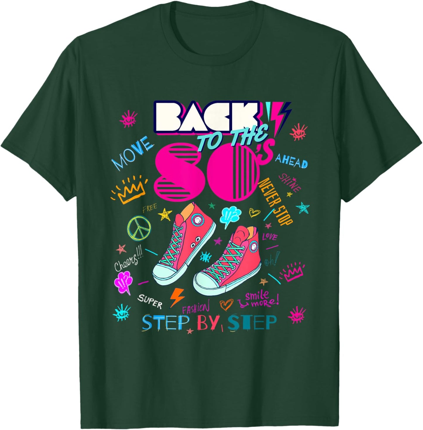 Back To 80's Vintage Retro I Love 80's Graphic Design T-Shirt - T-Shirt | Forest