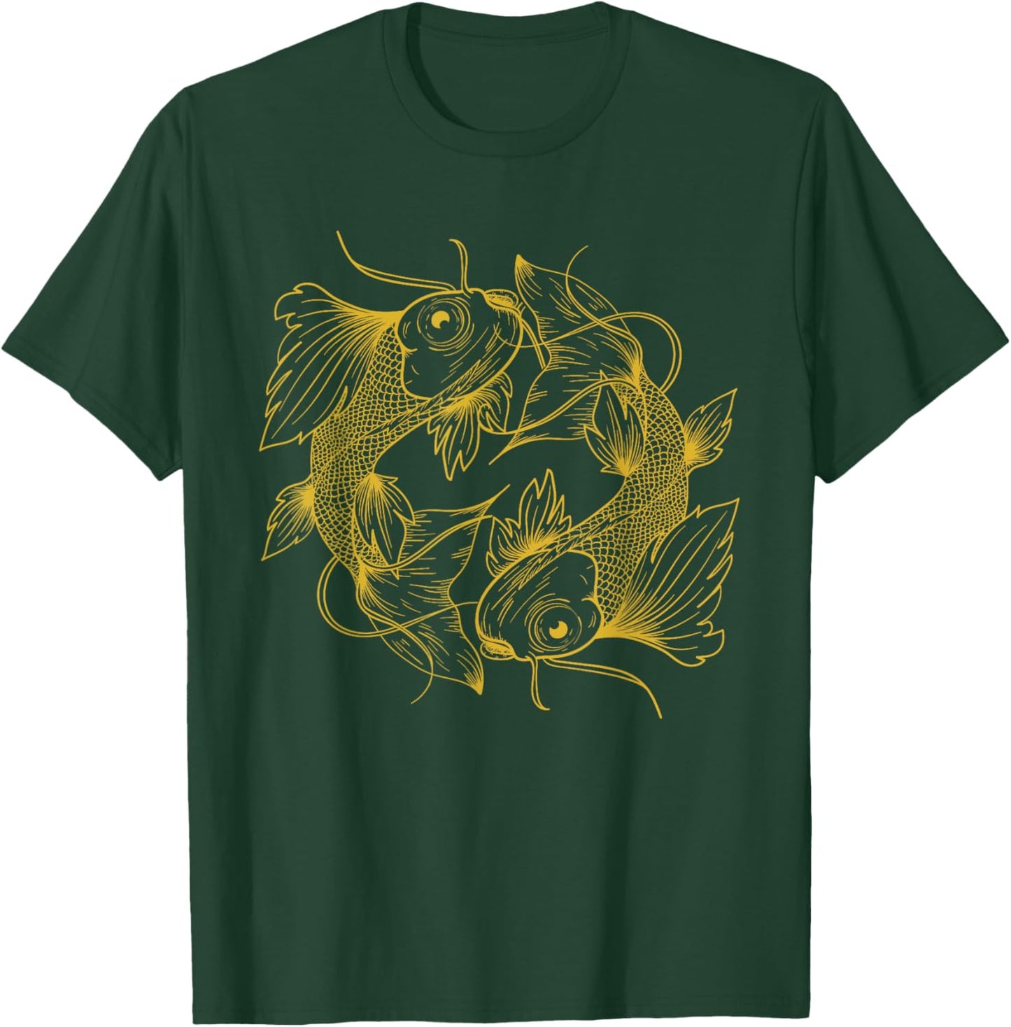 YUKI SOCIETY Japanese Koi Carp Fish - -Adults, Black, Small T-Shirt - T-Shirt | Forest