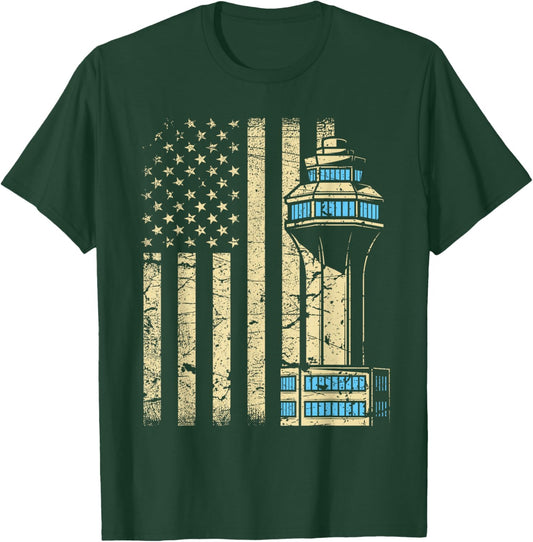 Air Traffic Controller Tower - Aircraft Airspace ATC T-Shirt - T-Shirt | Forest