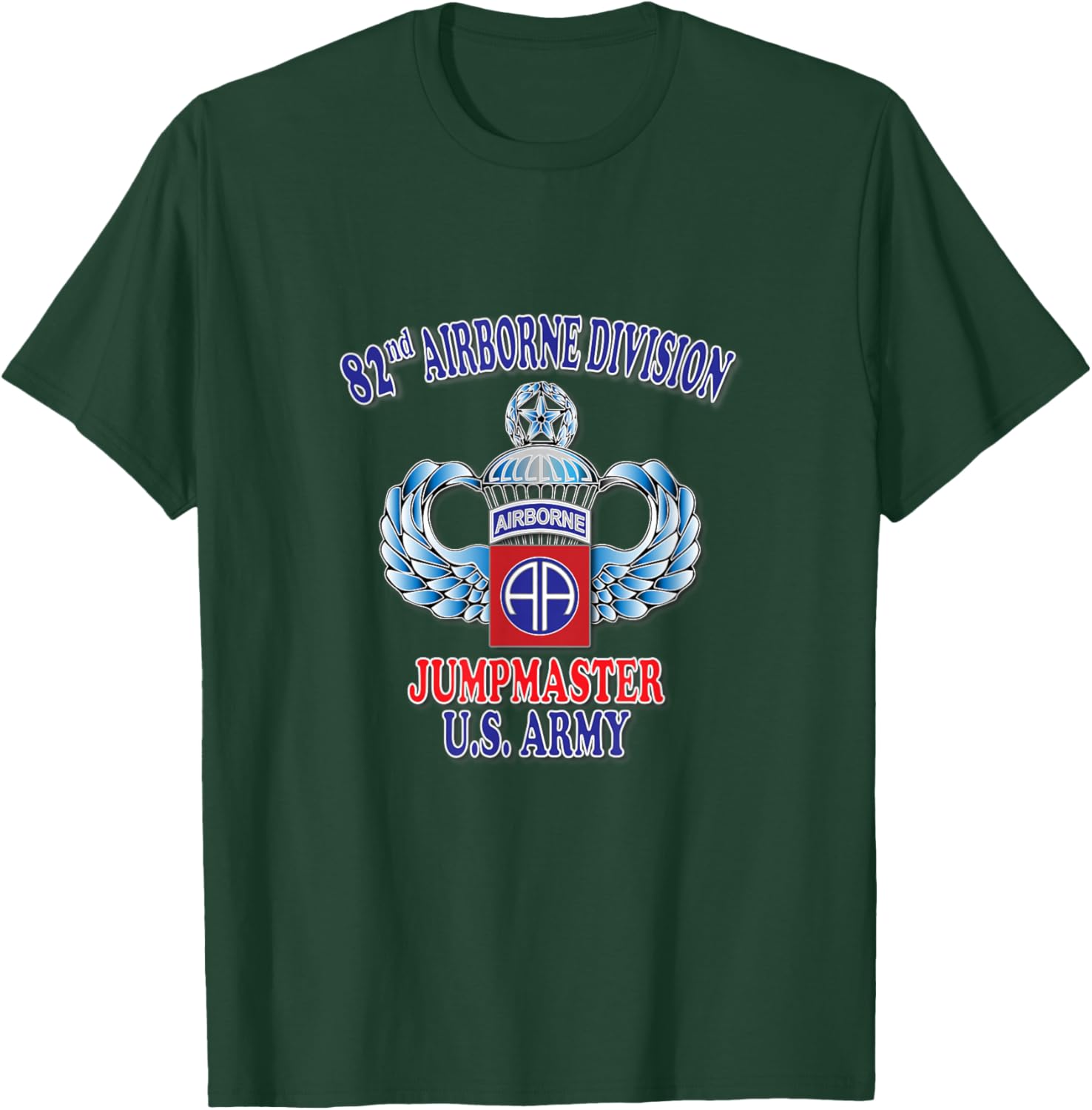 82nd Airborne Division Jumpmaster- Master (Front Design) T-Shirt - T-Shirt | Forest