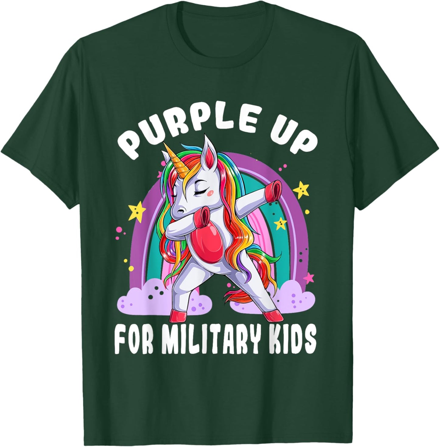 Awareness Month Purple Up Military Child Purple-Up Unicorn T-Shirt - T-Shirt | Forest