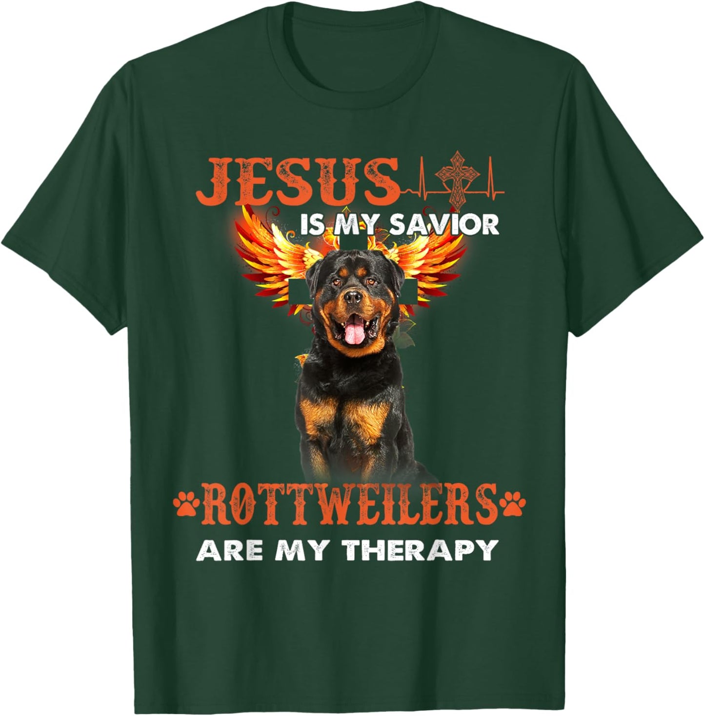 Jesus Is My Savior Rottweilers Are My Therapy Christian T-Shirt - T-Shirt | Forest