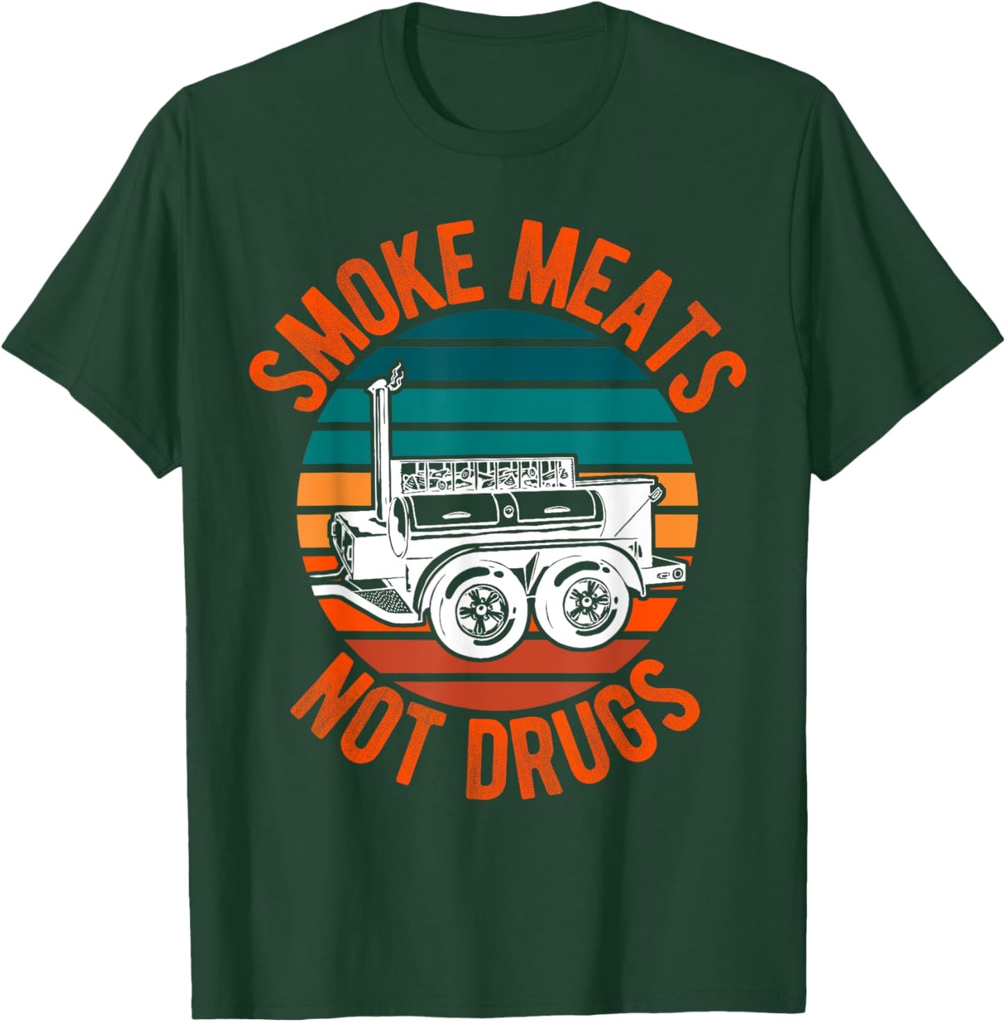 Smoke Meats Not Drugs Funny BBQ Grill Smoker Vintage Sunset Women T-Shirt - T-Shirt | Forest