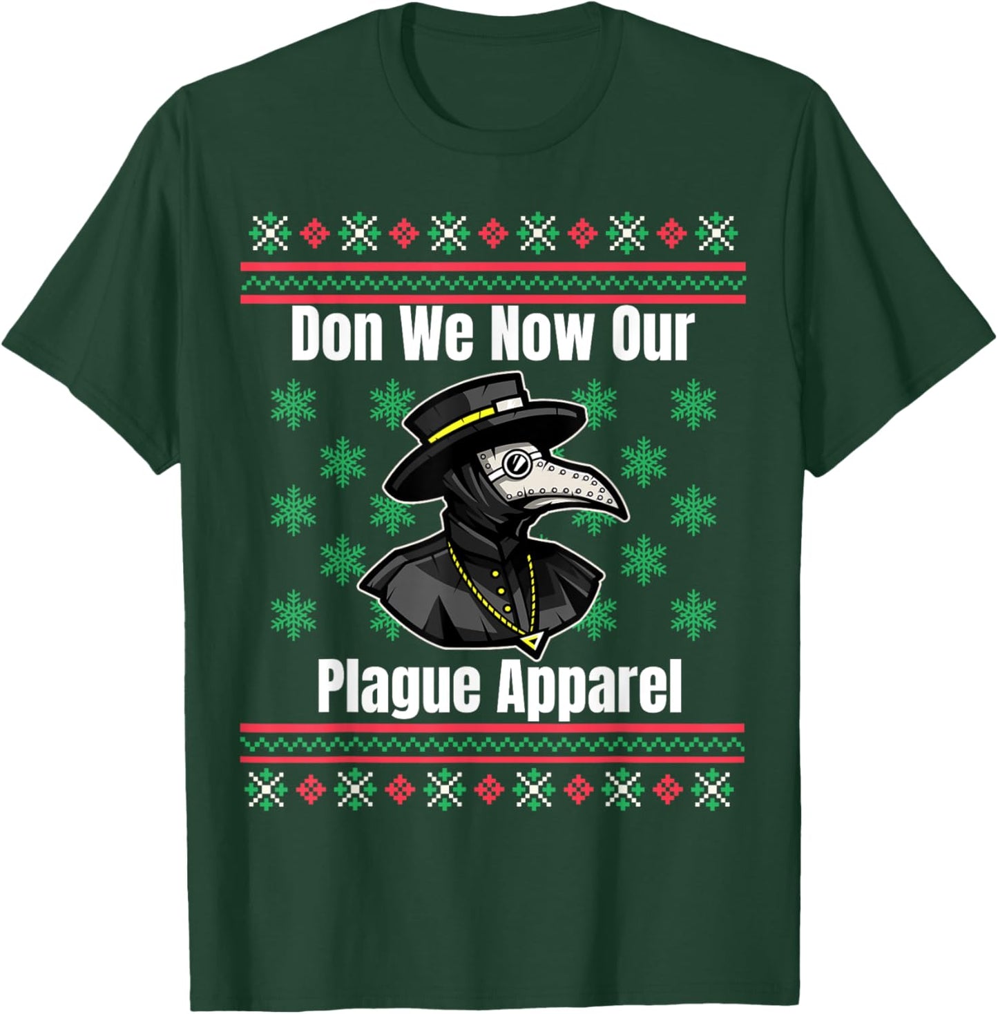 Ugly Christmas Sweater Style Plague Doctor T-Shirt - T-Shirt | Forest