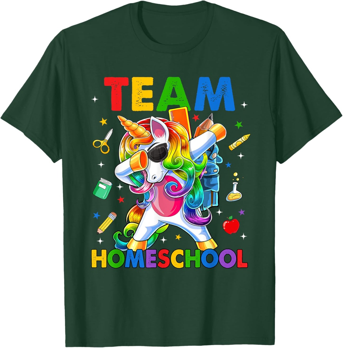 Team Homeschool Squad Dabbing Unicorn Back To School Kids T-Shirt - T-Shirt | Forest
