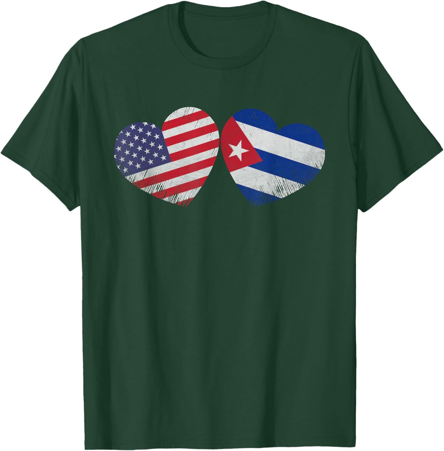 Heart Cuban American Flag Patriotic Family Heritage T-Shirt - T-Shirt | Forest