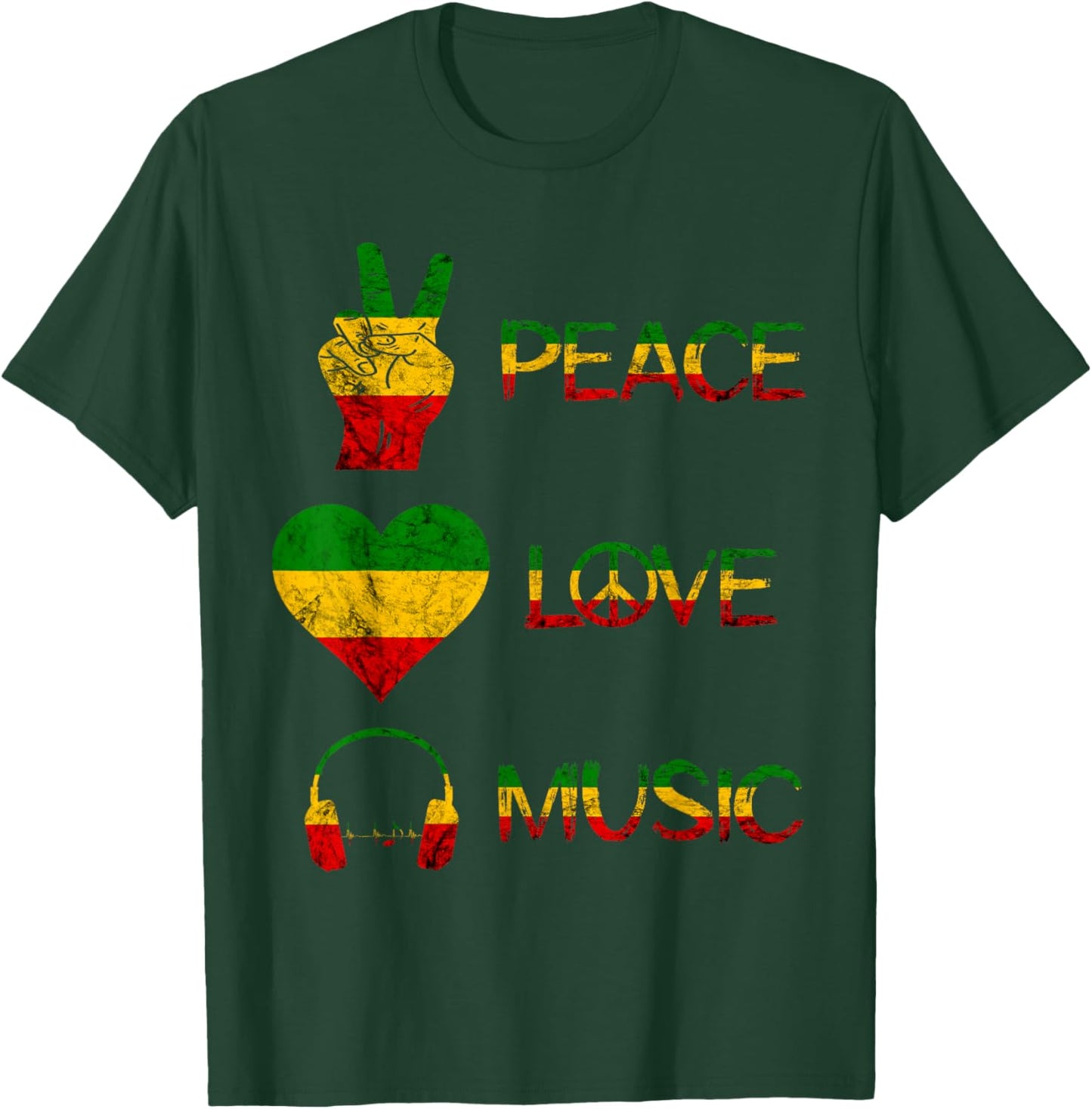 Love Peace Music Rasta Reggae Rastafari Roots Reggae Pride T-Shirt - T-Shirt | Forest