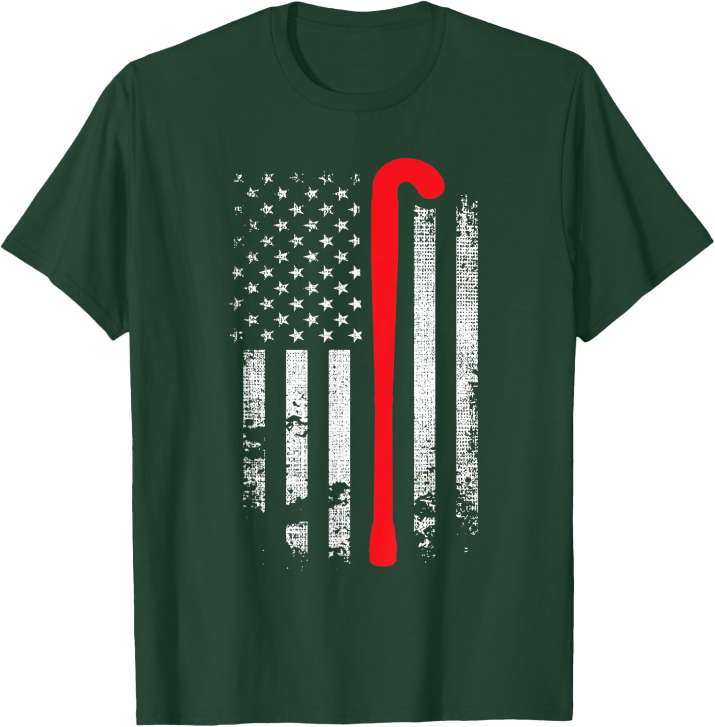 Patriotic Field Hockey Player Hockey Fan USA Flag T-Shirt - T-Shirt | Forest