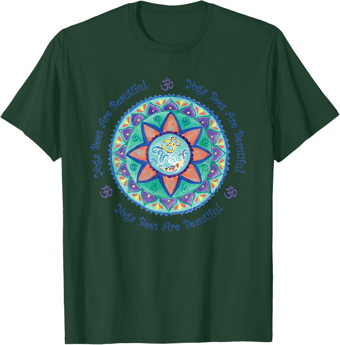 Yoga Bees Om Mandala T-Shirt - T-Shirt | Forest