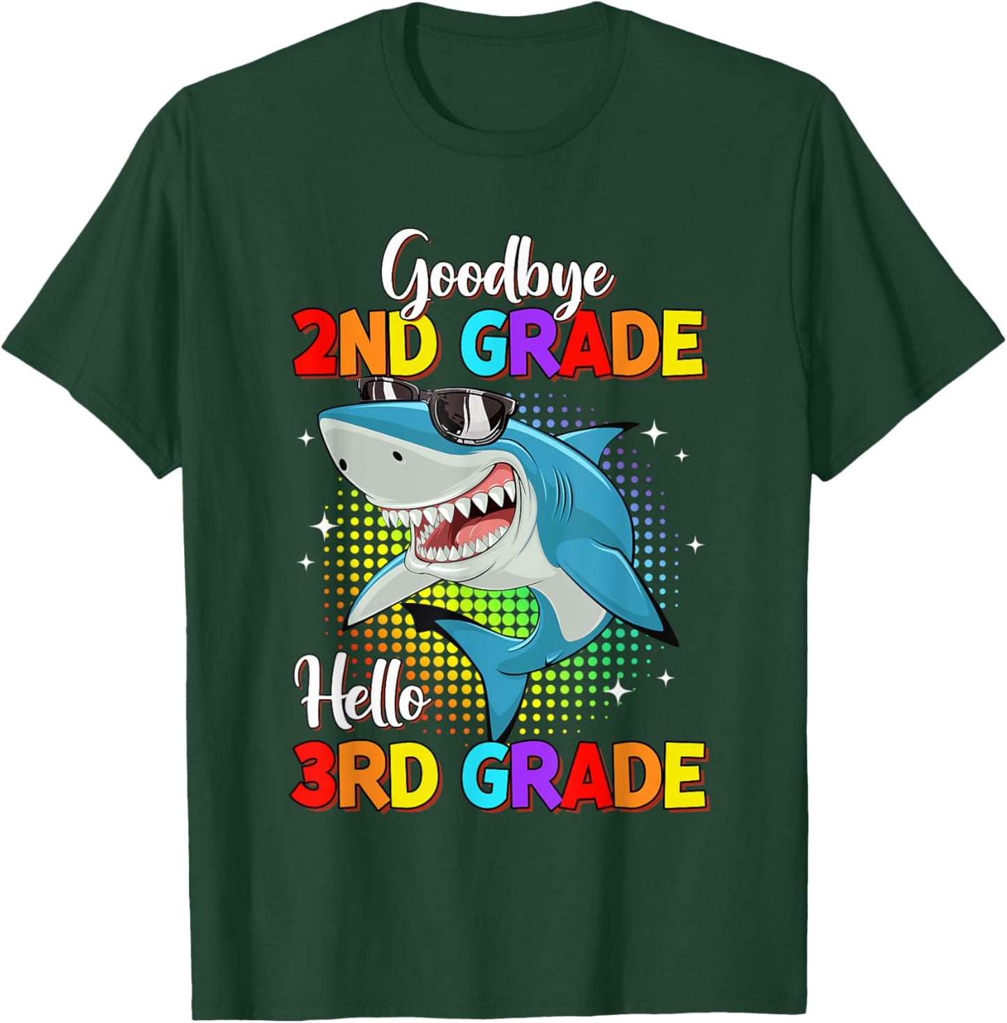 Goodbye 2nd Grade Hello 3rd Grade Funny Shark Kids Boys T-Shirt - T-Shirt | Forest