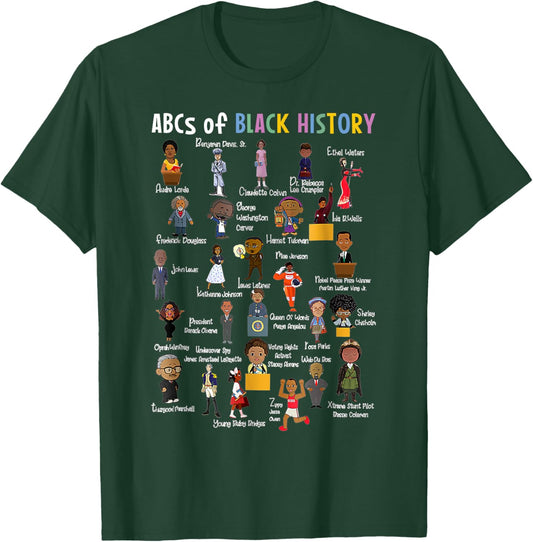 Abcs of Black History Month Juneteenth Day Black Men Women T-Shirt - T-Shirt | Forest