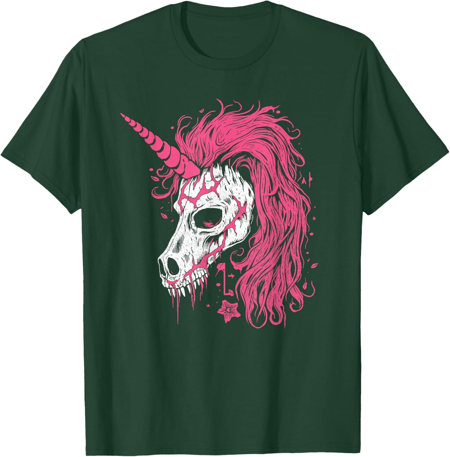 Awesome Unicorn Skeleton Skull Gothic Spooky Pink Halloween T-Shirt - T-Shirt | Forest