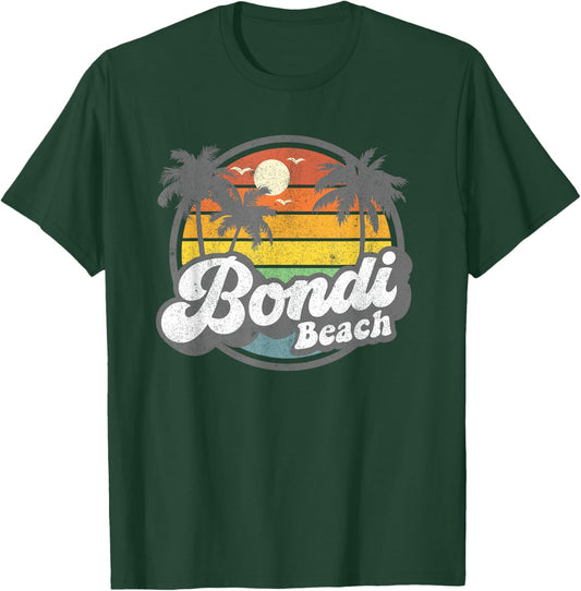 Bondi Beach Australia Retro 70s Vintage Beach Summer Gift T-Shirt - T-Shirt | Forest