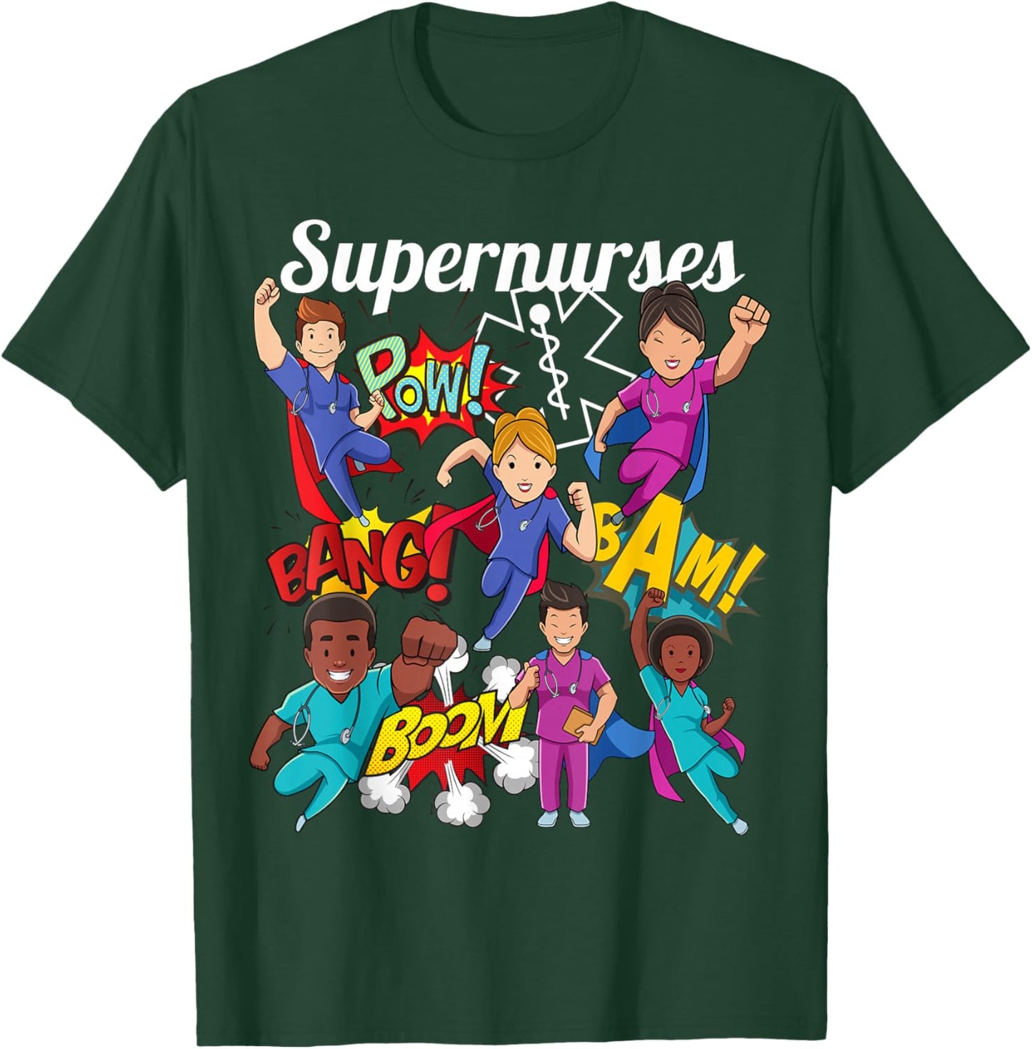Supernurses Super Hero Comic Superhero Style RN Nursing Gift T-Shirt - T-Shirt | Forest