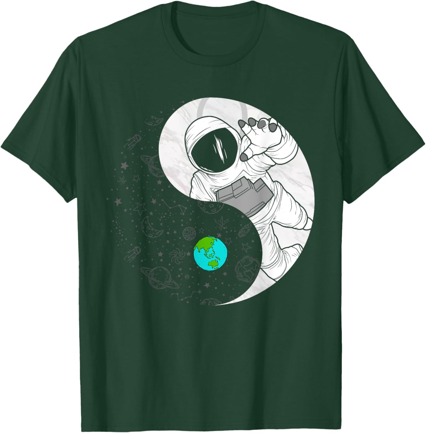 Outerspace Spaceflight aerospace engineering Yin and Yang T-Shirt - T-Shirt | Forest