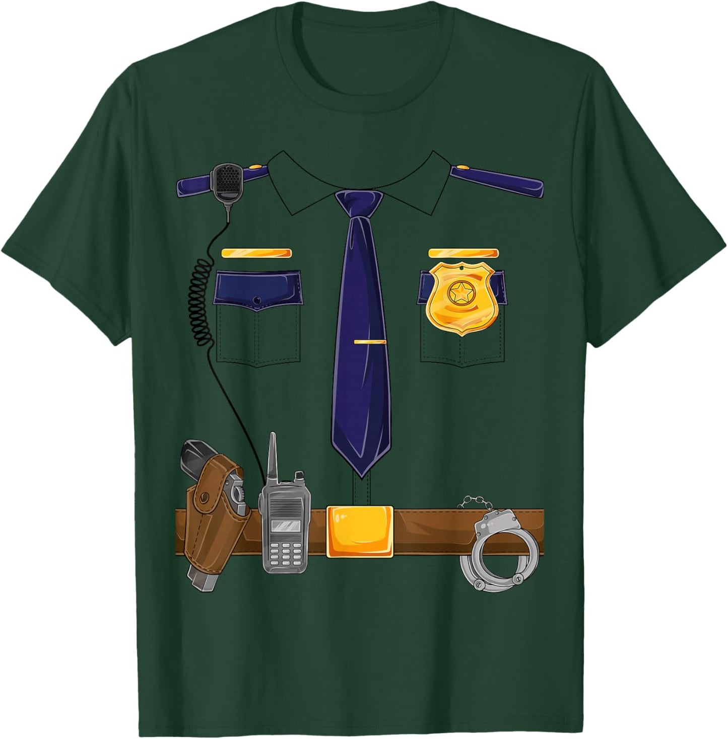 Halloween Police Costume Policeman Police Officer Kids Men Small T-Shirt - T-Shirt | Forest