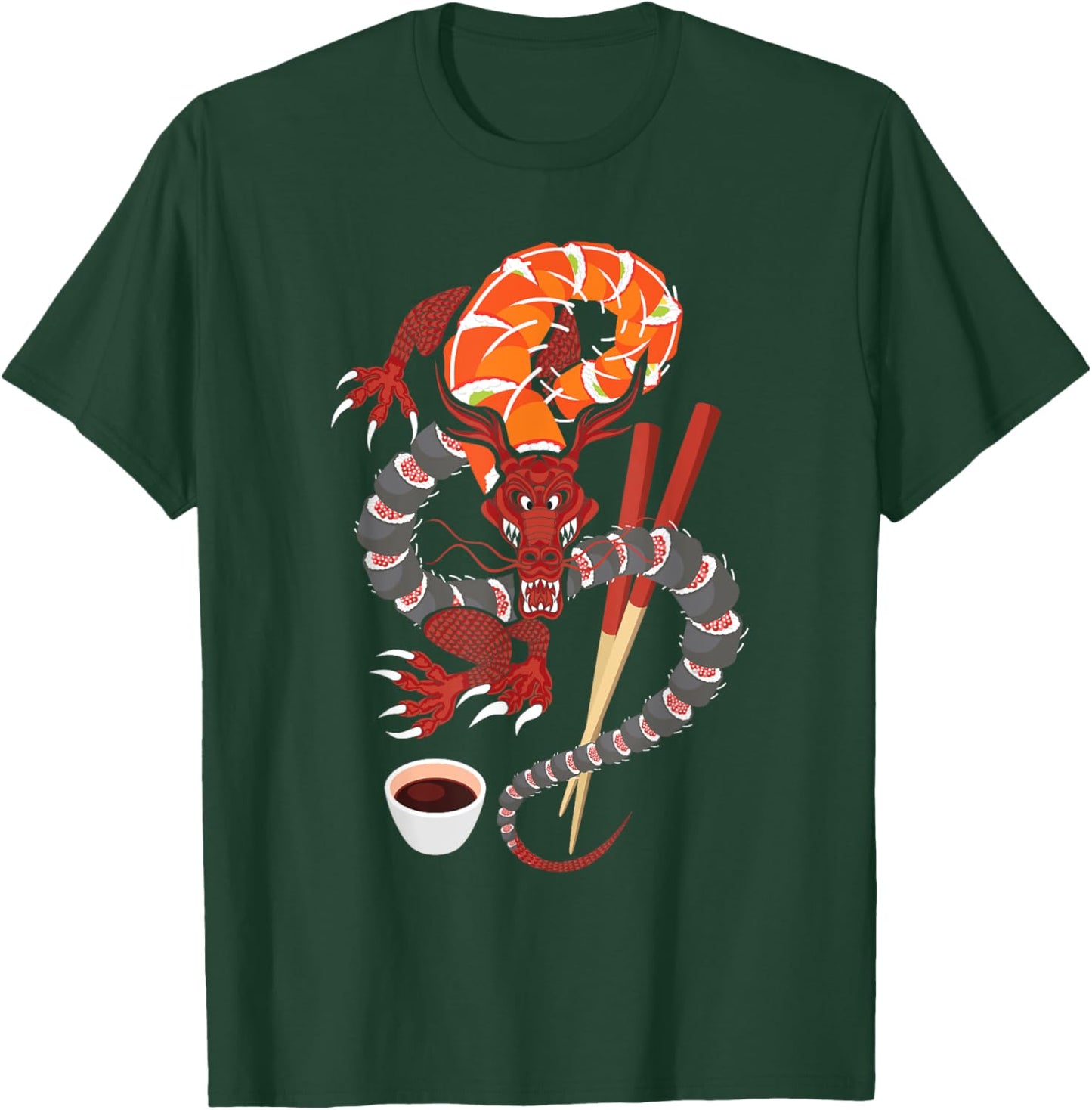 Sushi Dragon - Anime Japan Japanese Cuisine Chef Food Lover T-Shirt - T-Shirt | Forest