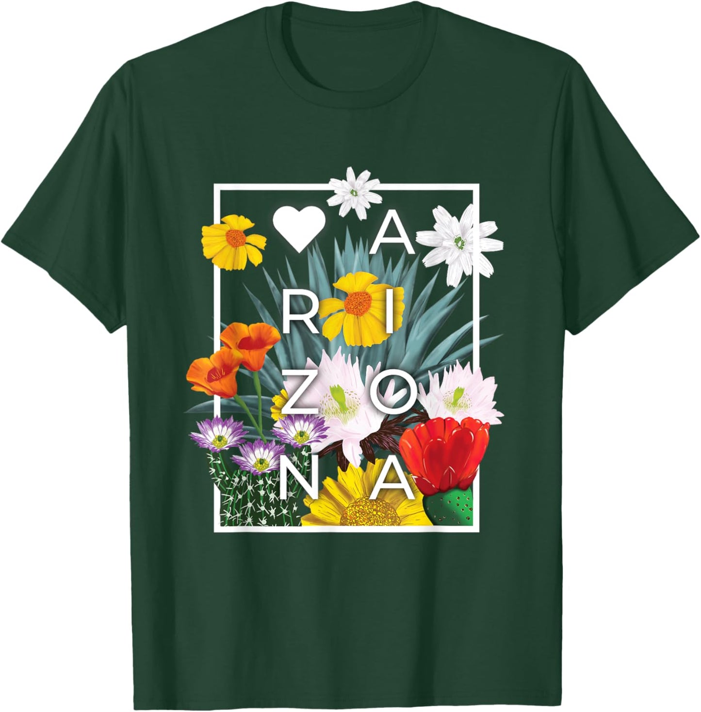 Flowers of Arizona Word Art - Arizonan Pride T-Shirt - T-Shirt | Forest